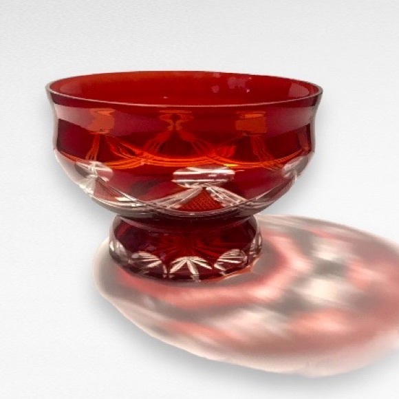 Vintage Cut To Clear Red Crystal Bowl 8" - Picture 6 of 7